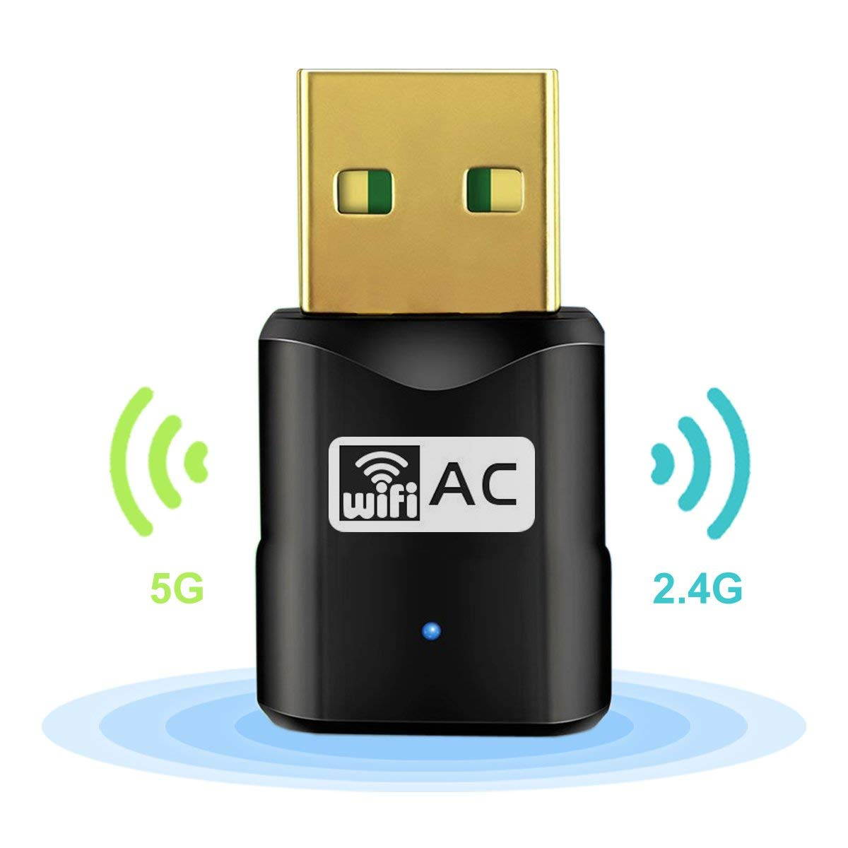 AC600 WiFi Dongle WiFi adapter , 802.11AC 600Mbps Dual Band(2.4G & 5G) Wi-Fi Adapter Supports Windows XP/Vista/7/8/8.1/10/10.1 and Mac OS 10.6~10.11.1/10.11.2(Nano Version)