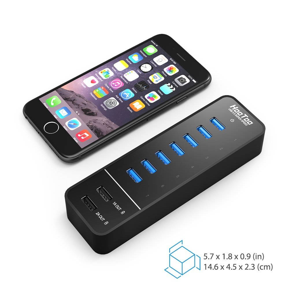 Bailink USB HUB,  9-Port 60 Watts USB 3.0 Hub with 2 Smart Charging Ports and 7 Data Transfer Ports Up to 5Gps for iPhone, Smartphone, iPad, IMac,PC ,Laptops and More