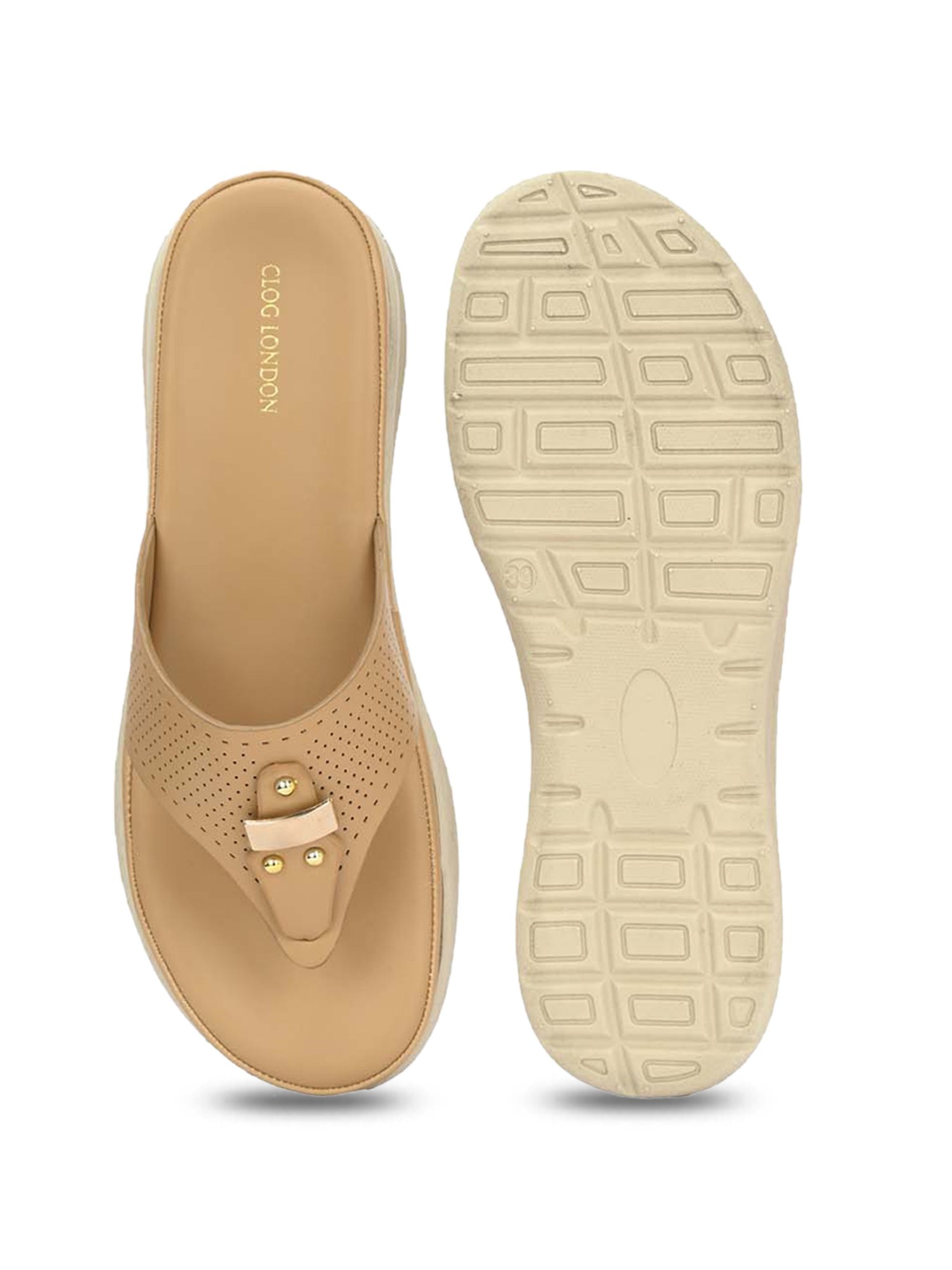 Clog London Women's Tan Thong Wedges