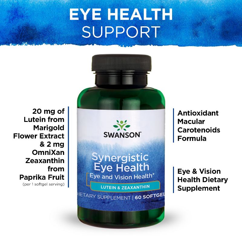 Swanson Synergistic Eye Health Lutein & Zeaxanthin Softgels, 22 mg, 60 Count
