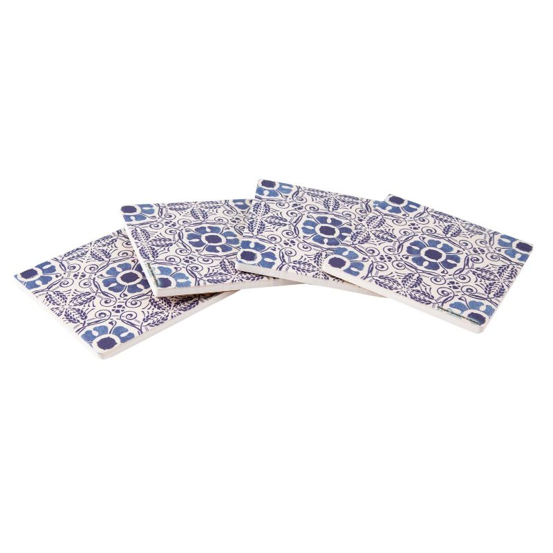 4pk Cork Marrakesh Coaster Set Blue - Thirstystone