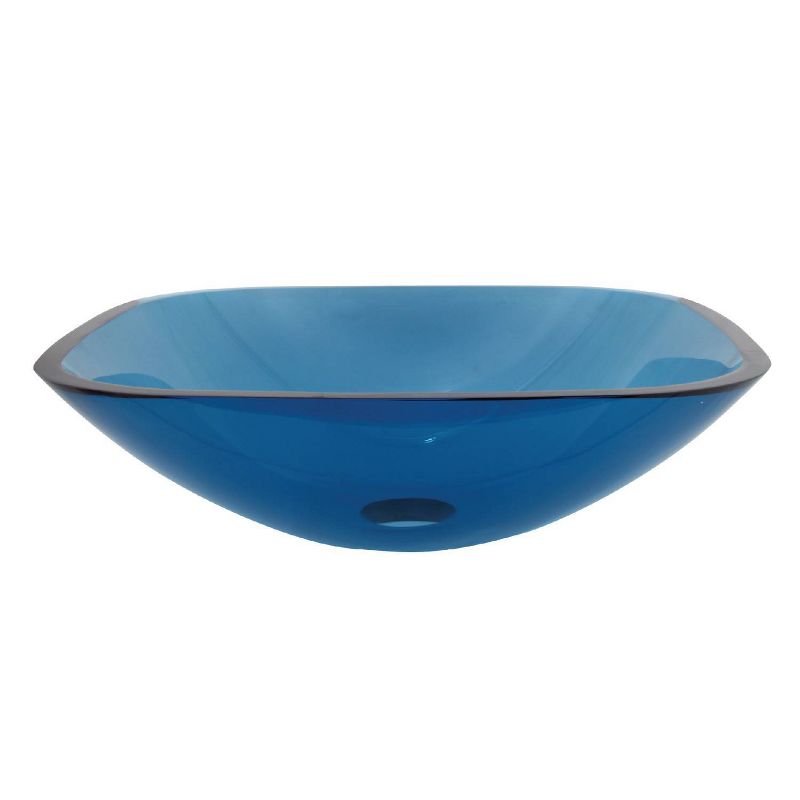 Tempered Glass Square Blue Bathroom Vessel Sink - Kingston Brass