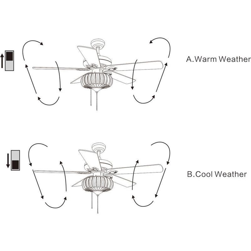 52" x 52" x 22" Chrysaor 3 Light Crystal 5 Blade Ceiling Fan Black/Brown - Warehouse of Tiffany