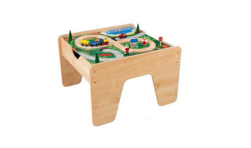 KidKraft 2-in-1 Activity Play Table with Plastic Building Block Board Multicolor