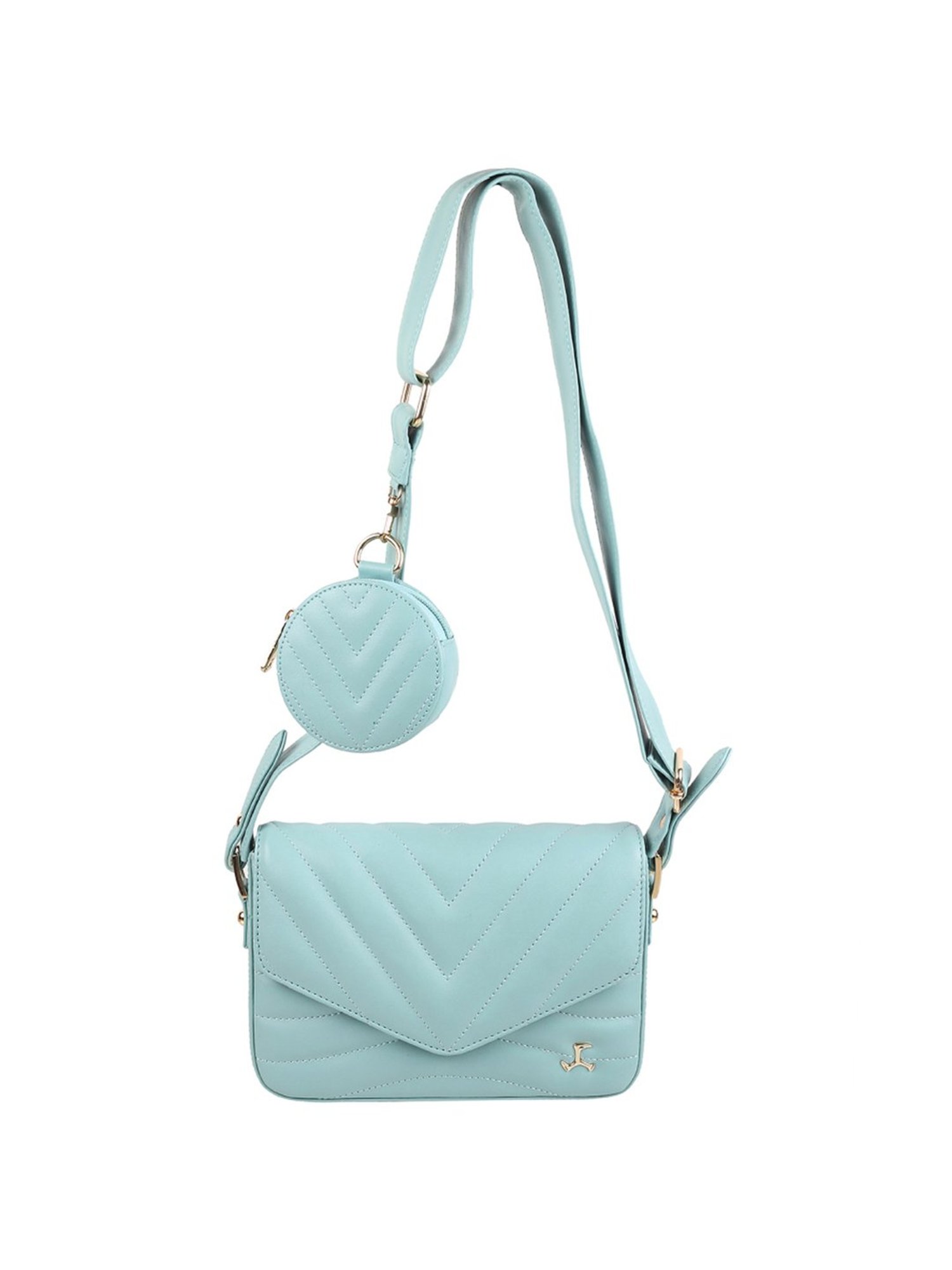 Mochi Blue Synthetic Textured Sling Handbag