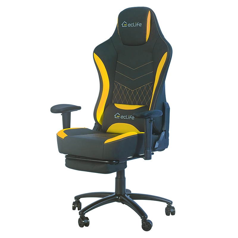 Eclife PC Gaming Chair Massage game chair/ergonomic design/office chair/Racing Style Gaming Chair/provide you with a comfortable game office environment (Yellow)