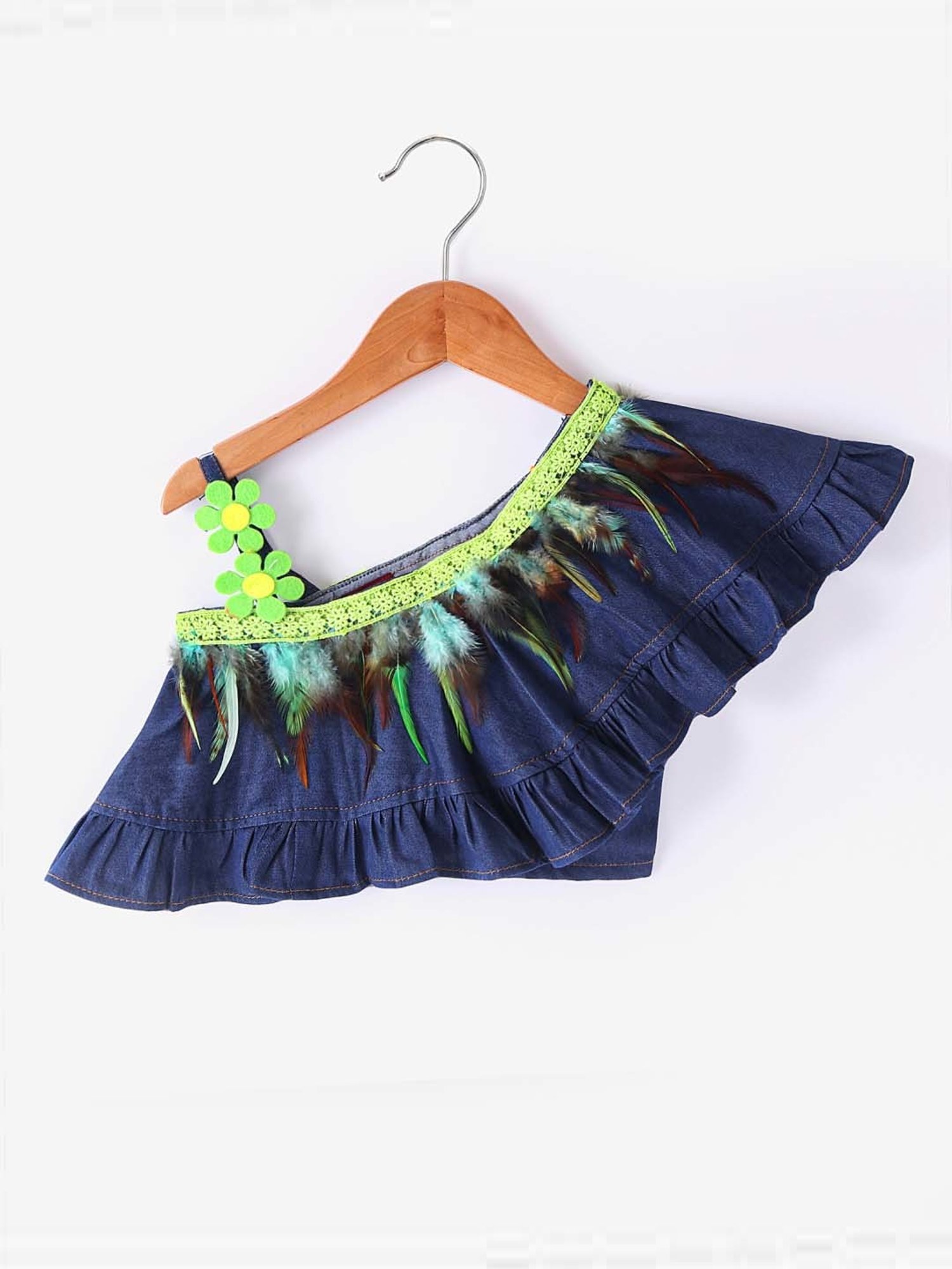 TWISHA Kids Blue & Green Applique Top Set