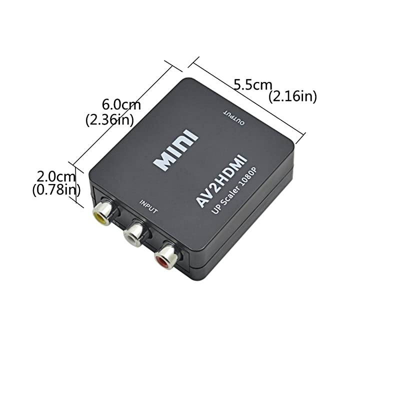 to HDMI Converter Mini AV 1080p Composite CVBS AV to HDMI Video Audio ConverterAnalog Digital Converter +3FT1m HDMI Cable Black
