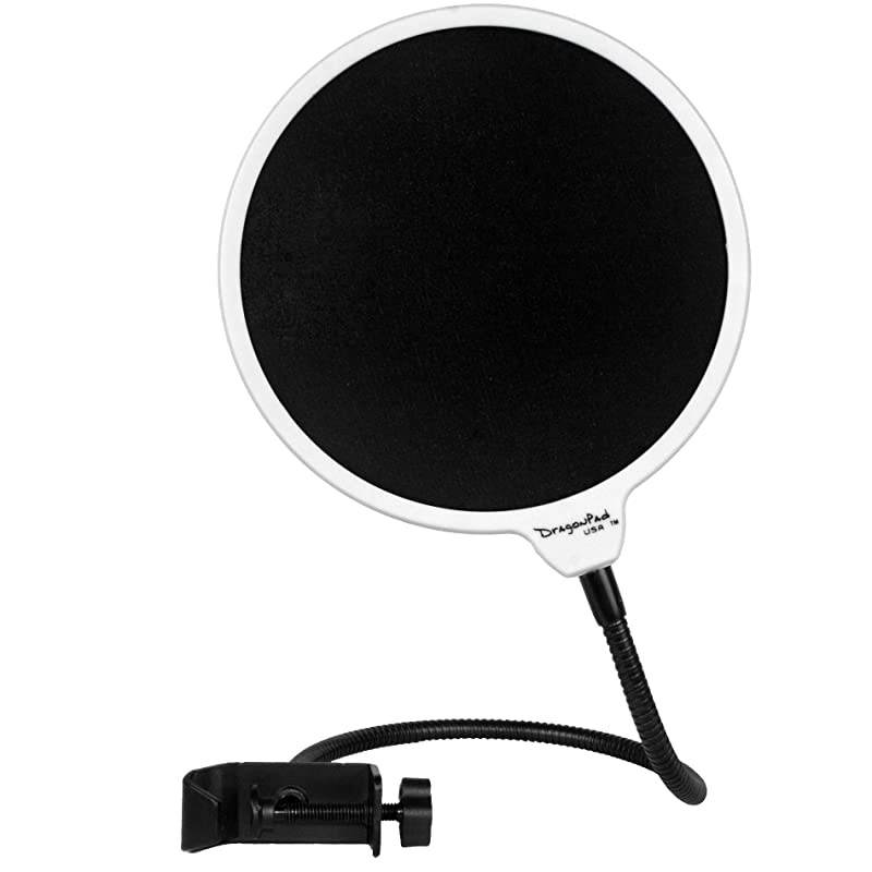 USA 6quot Microphone Studio Pop Filter with Clamp WHTBLK
