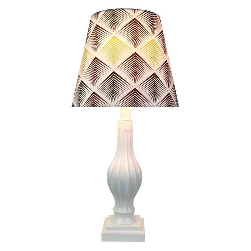 22" Polyresin Table Lamp with Silk Shade Gray - Creative Motion Industries