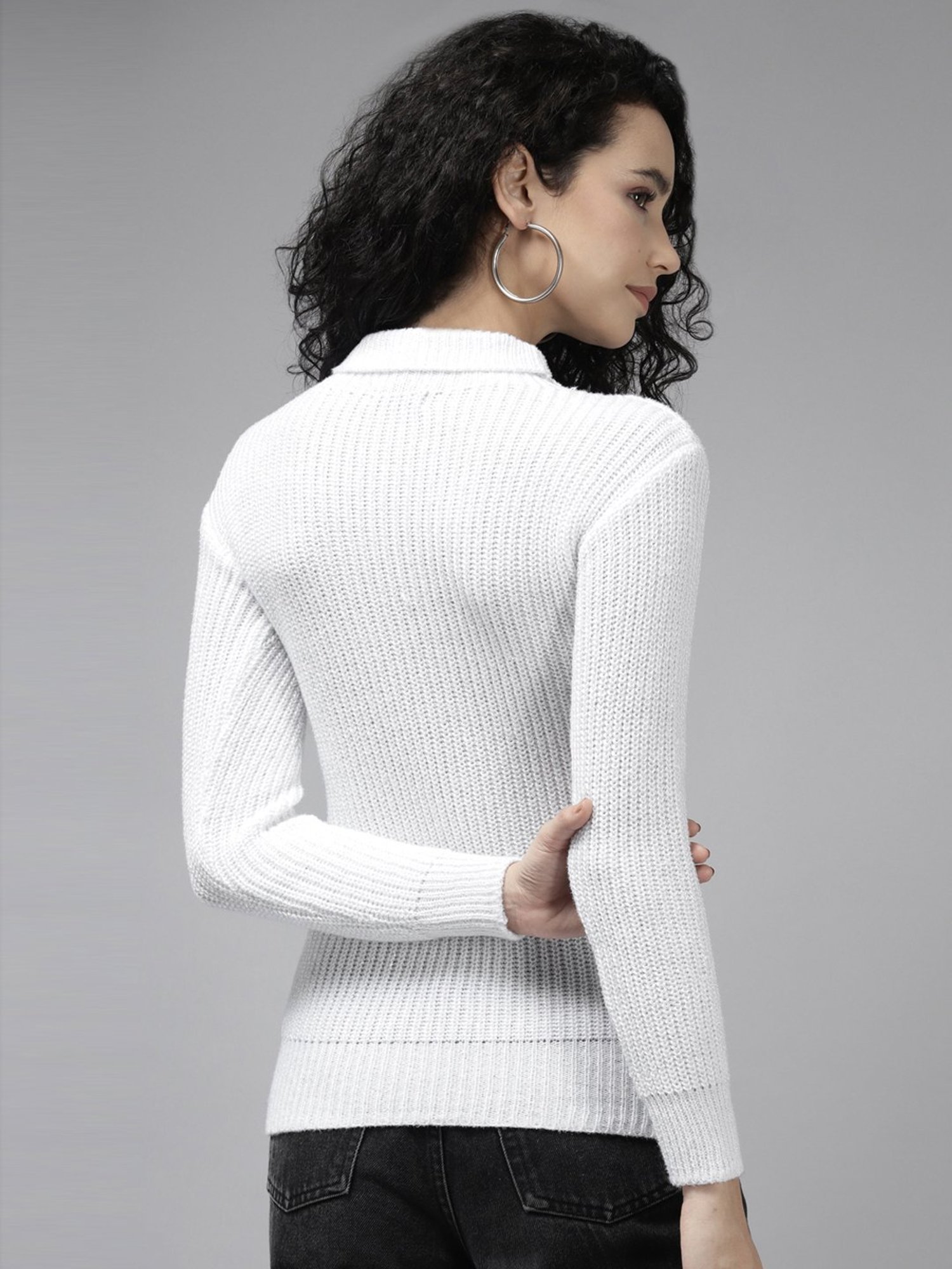 Cayman White Self Pattern Pull Over