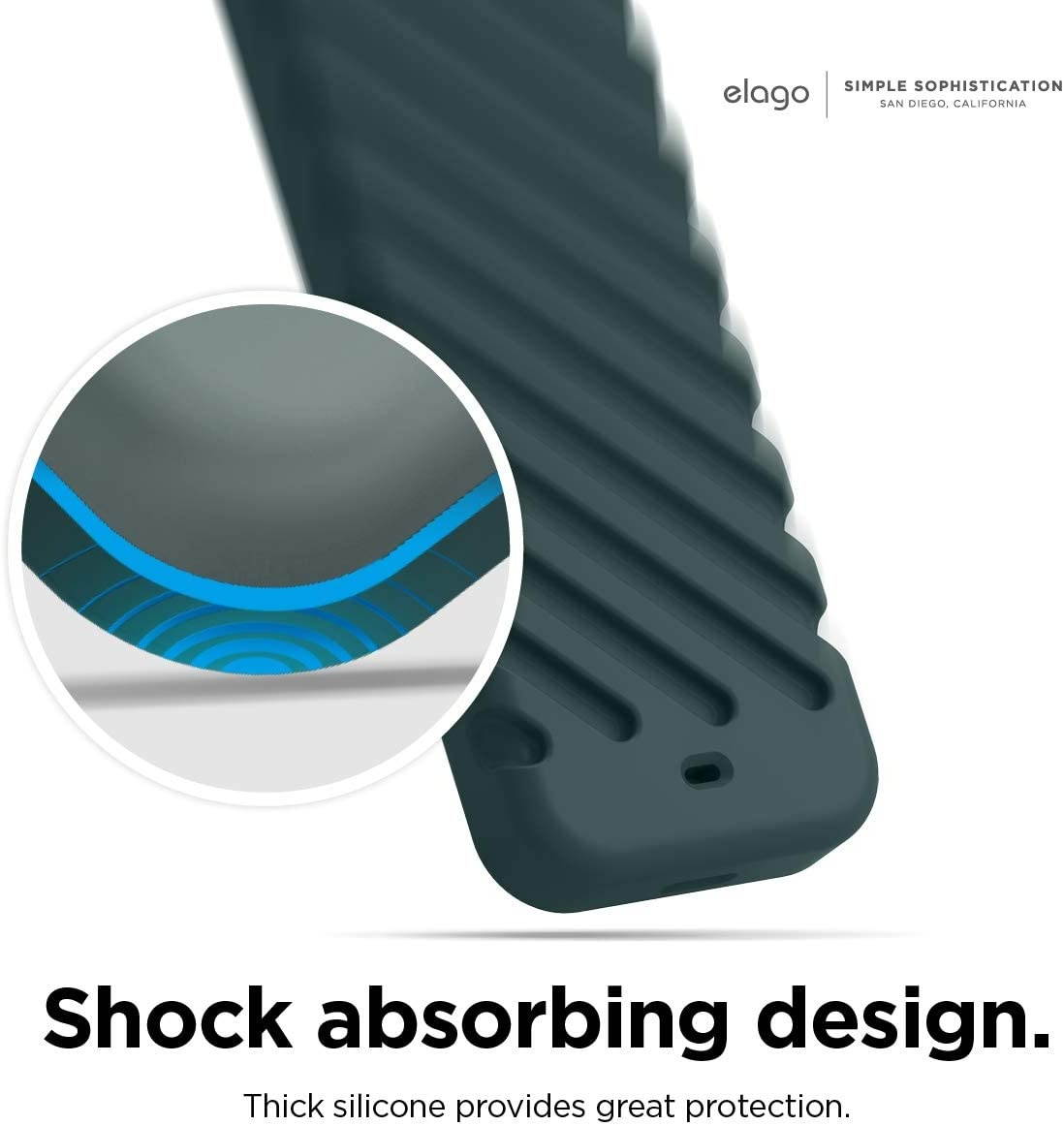 elago R3 Protective Case Compatible with Apple TV Siri Remote 1st Generation (Midnight Green) - Extra Protection, Durable Silicone, Lanyard Included, Full Access