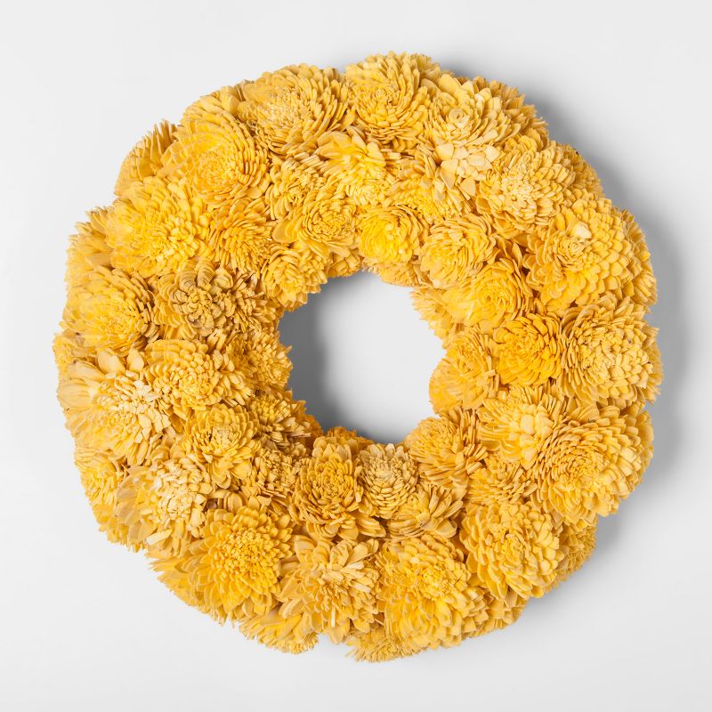 11" Sola Wood Flower Wreath Yellow - Smith & Hawken™