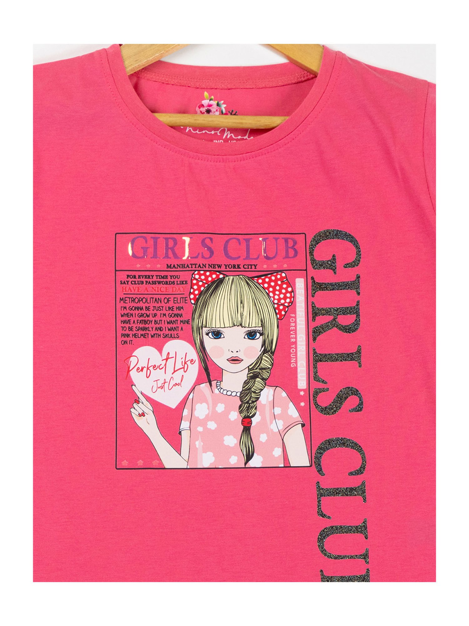 NINS MODA Kids Pink Printed Top