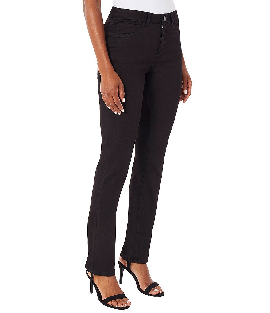 Ming Wang Stretch Denim Mid Rise Straight Leg Jean