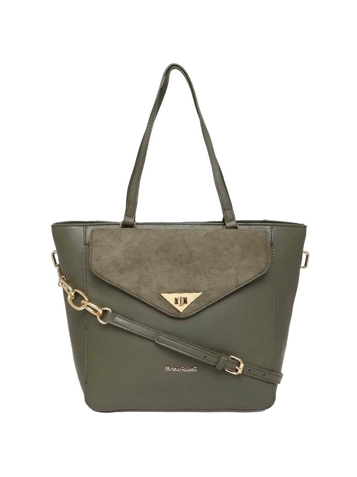 Marina Galanti Olive Solid Medium Tote Handbag