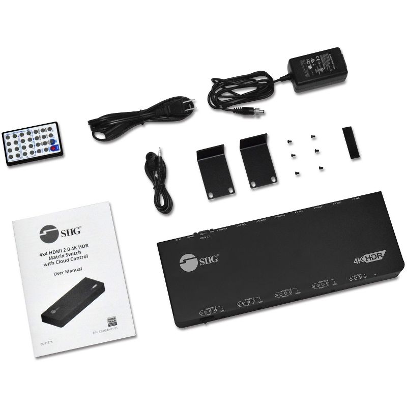 SIIG 4x4 HDMI 2.0 4K HDR Matrix Switch with Cloud Control - 4K - 4 x 4 - 4 x HDMI Out - TAA Compliant