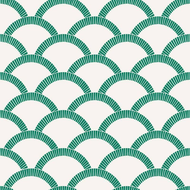 Tempaper Mosaic Scallop Self-Adhesive Removable Wallpaper Emerald Green