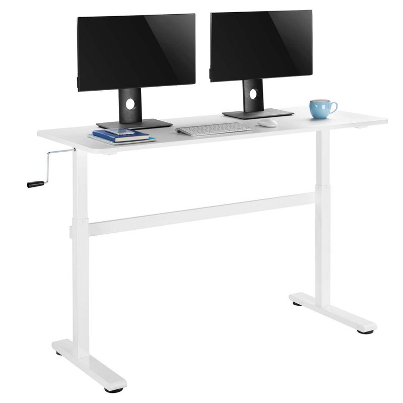 Tranzendesk Standing Desk - 55" Manual Height Adjustable Workstation - White - Stand Steady