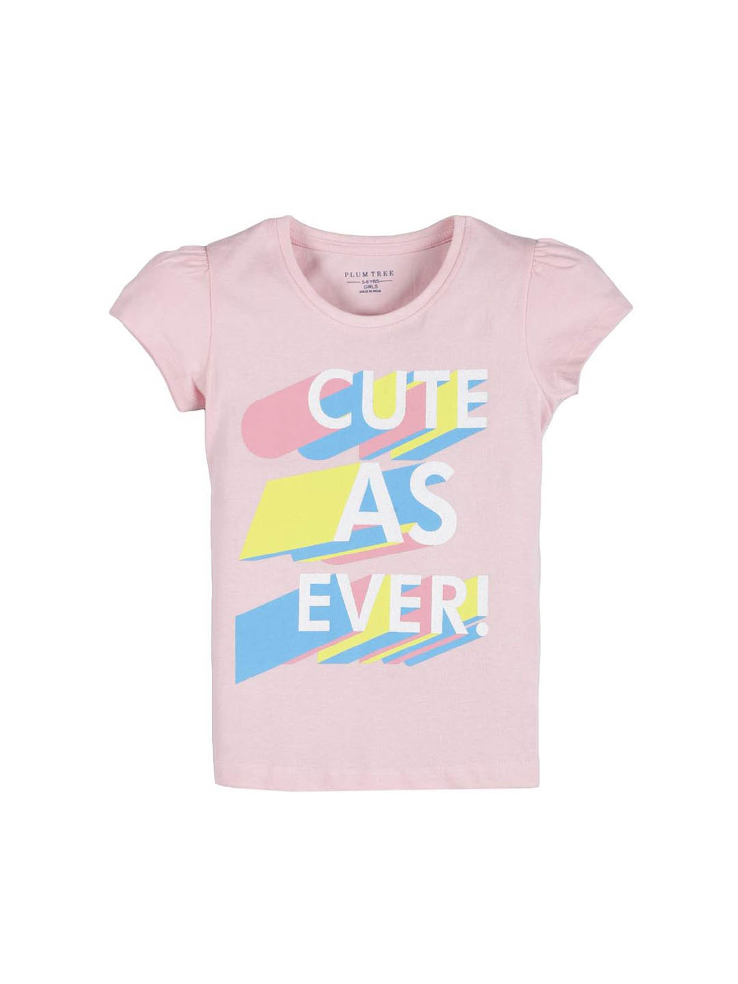 Plum Tree Kids White & Pink Printed T-Shirt (Pack Of 2)