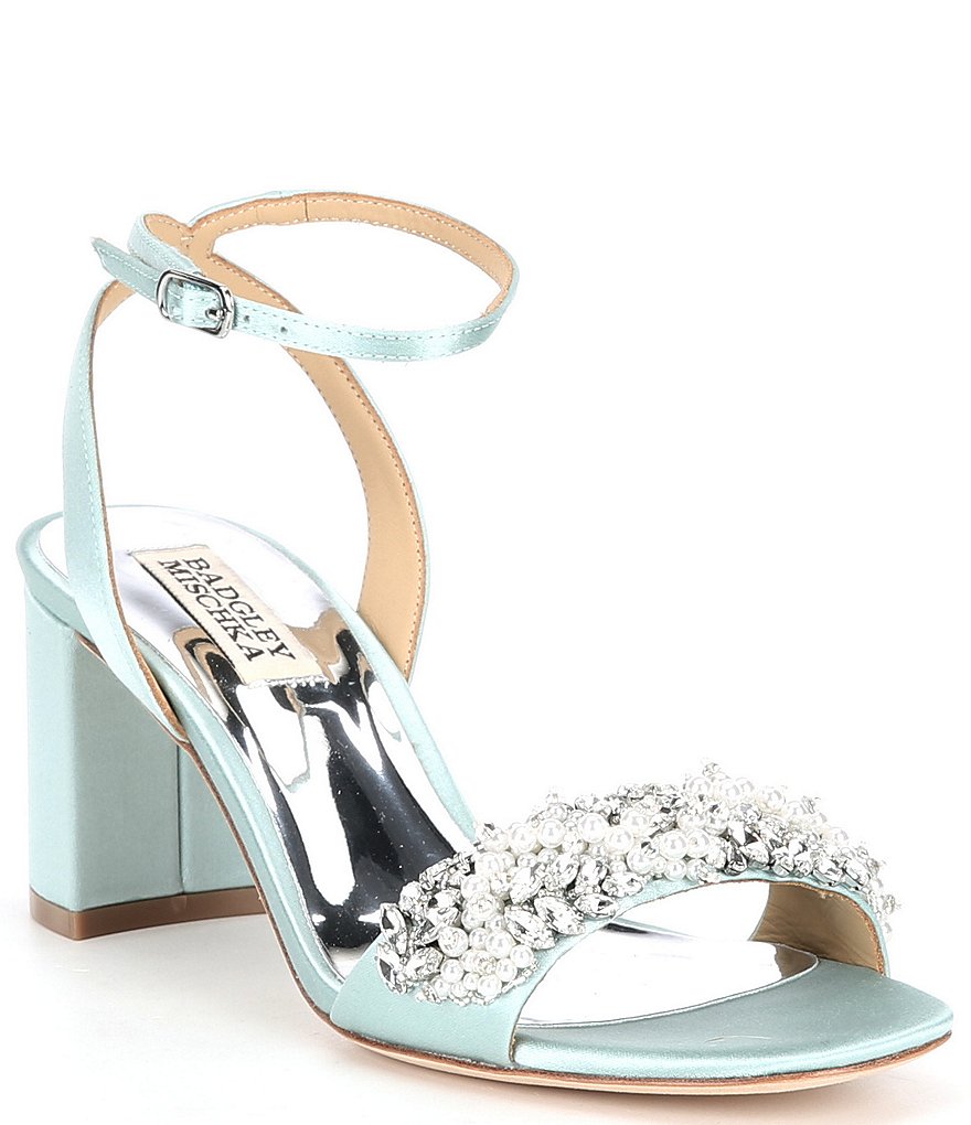 Badgley Mischka Clara Jewel Embellished Satin Dress Sandals