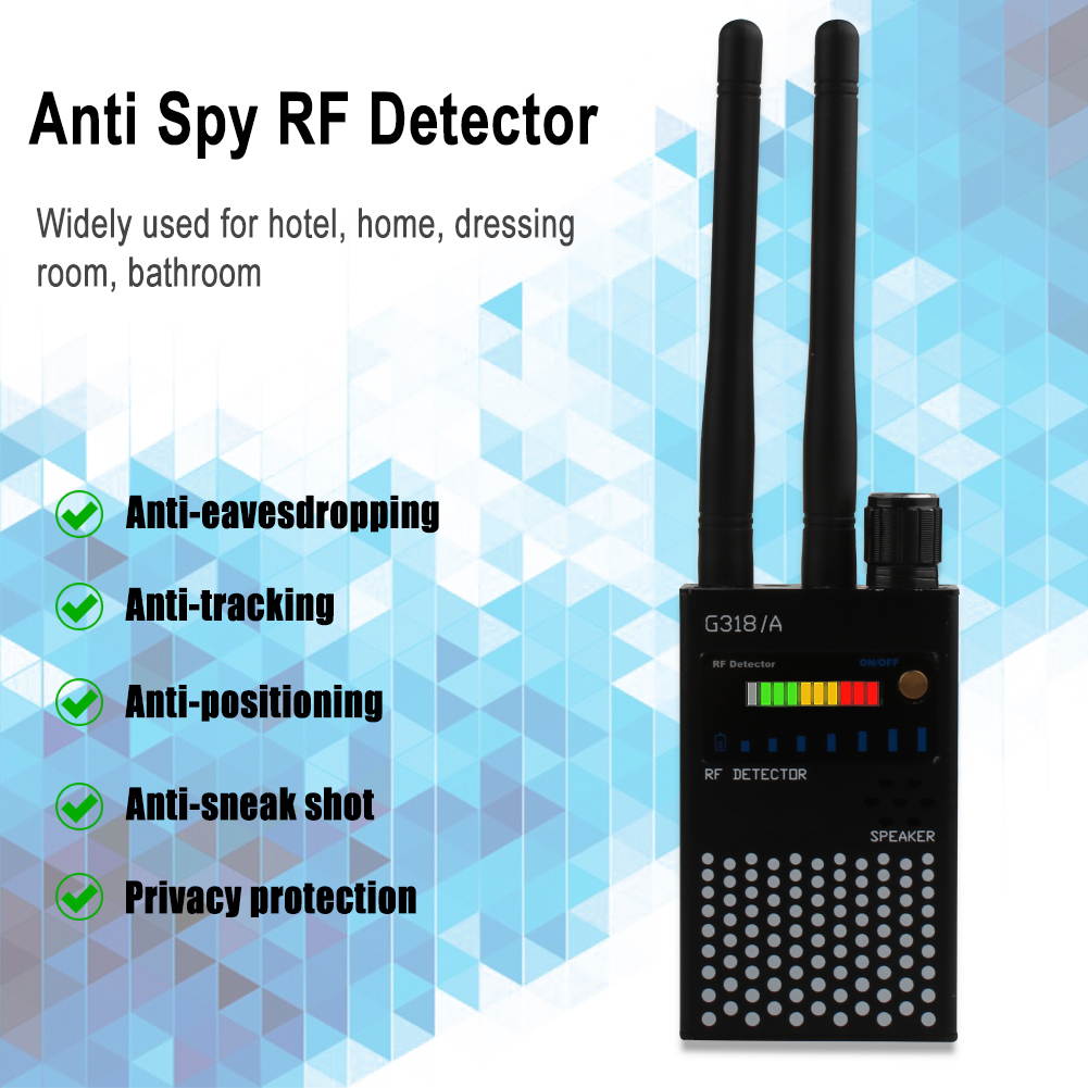 Ultra-sensitive RF Signal Detector, Hidden Device Detector Full Range Wireless Bug Detector GSM GPS Tracker Device Finder Detector Audio Bug Detect Hidden Camera with LED flashing(black)