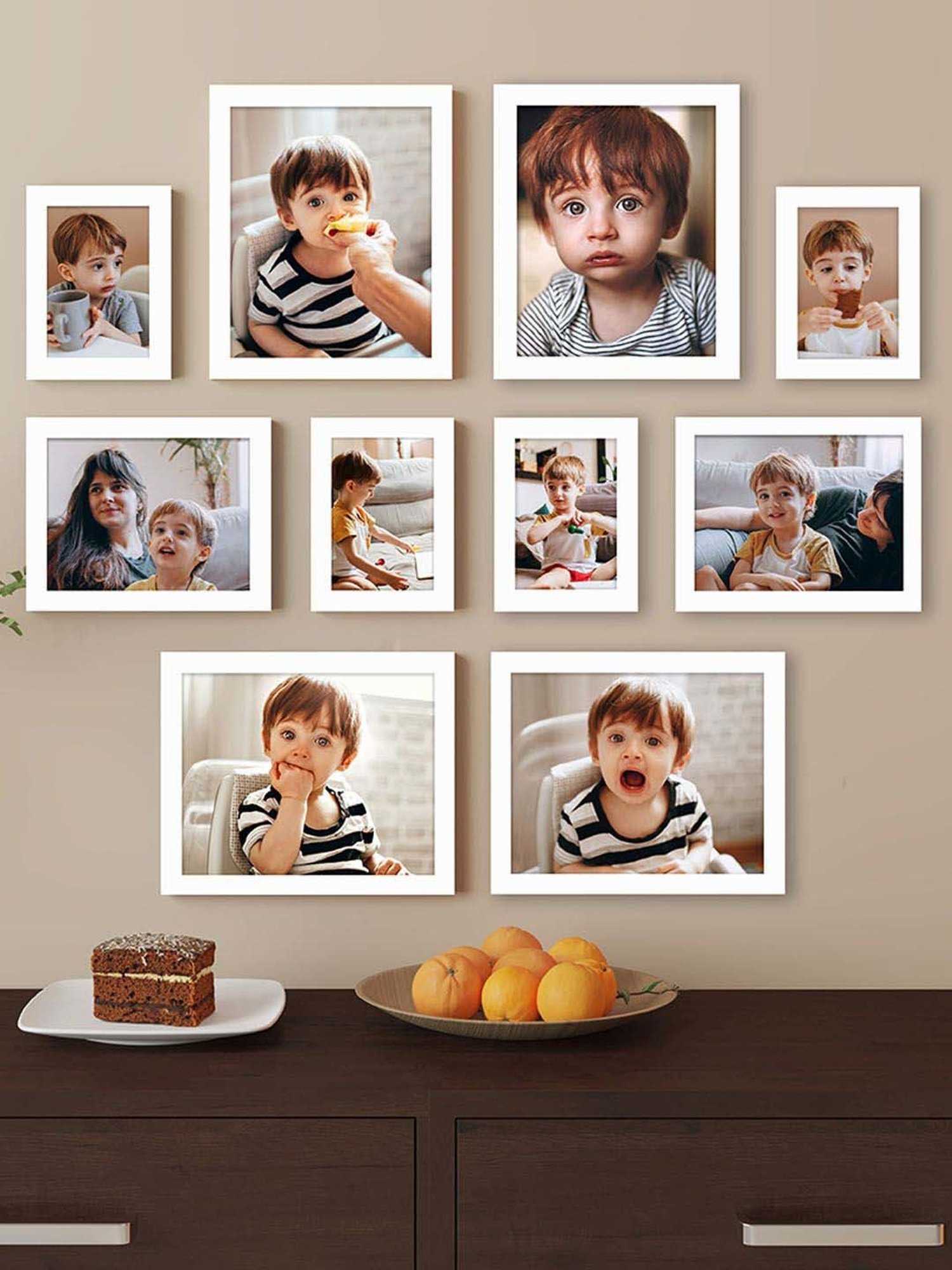Art Street White Synthetic Country Side Wall Photo Frame - Set of 10