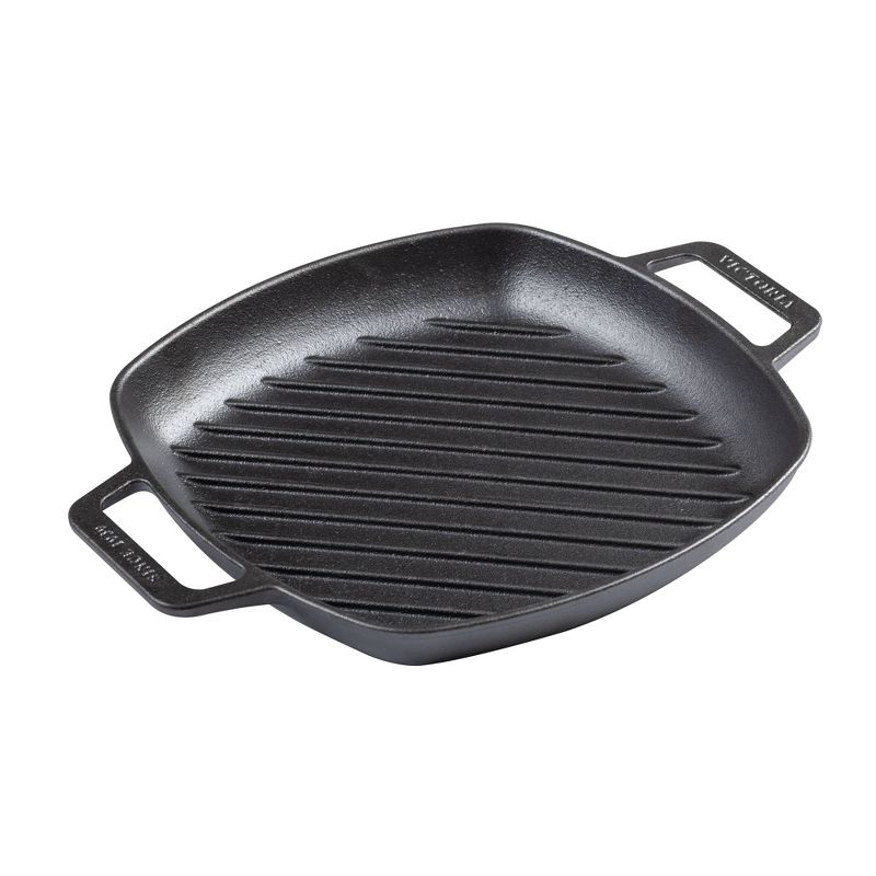 Victoria Seasoned 10" Grill Pan with Double Loop Handles