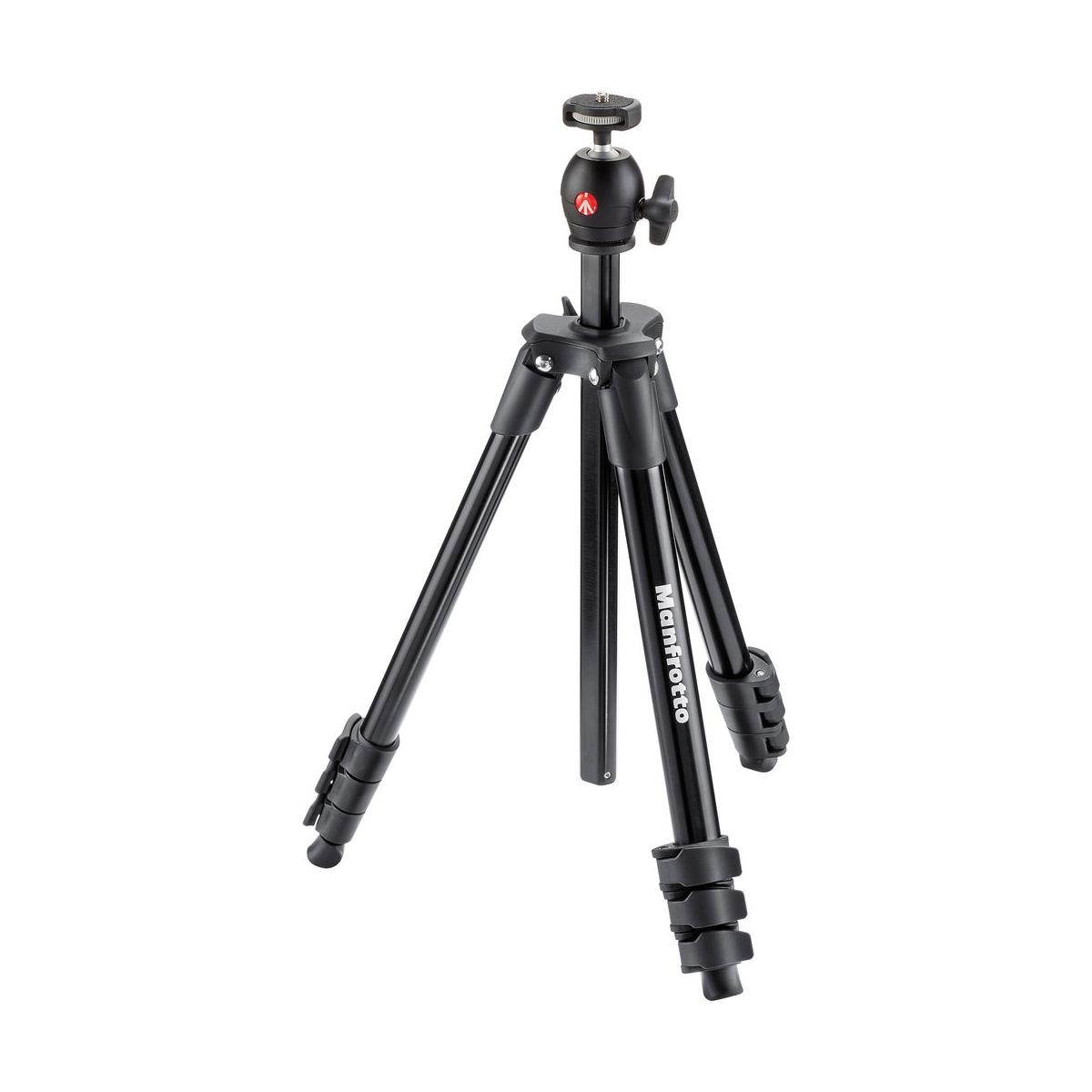 Manfrotto 4-Section Compact Light Aluminum Tripod with Built-in Ballhead, Black