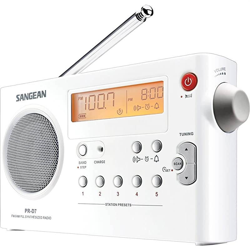 PRD7 AMFM Digital Rechargeable Portable Radio White