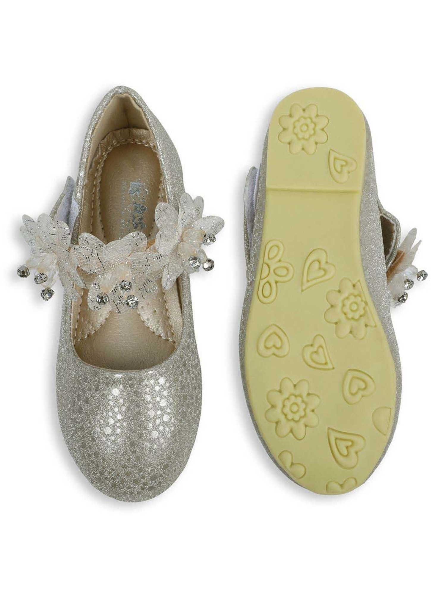 Baby Moo Kids Gold Bash Shiny Floral Mary Jane Shoes