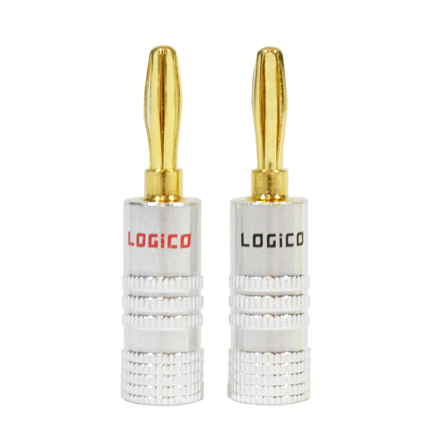 LOGICO 2 Pcs 24K Gold Plated Audio banana plug Speaker Wire Jack Connector