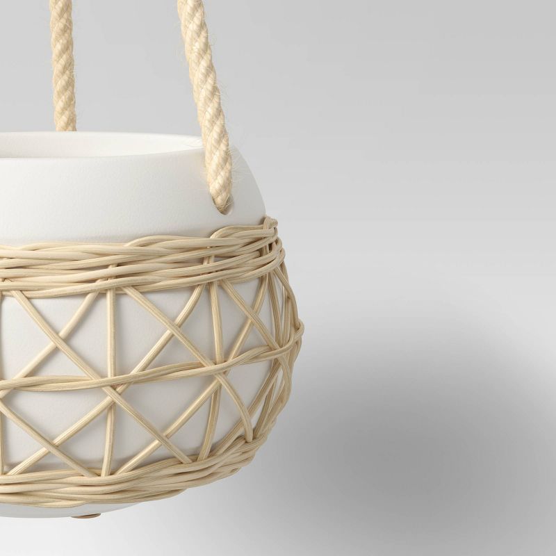 Sullivans Set of 2 Hanging Planters 26"H & 23"H Silver