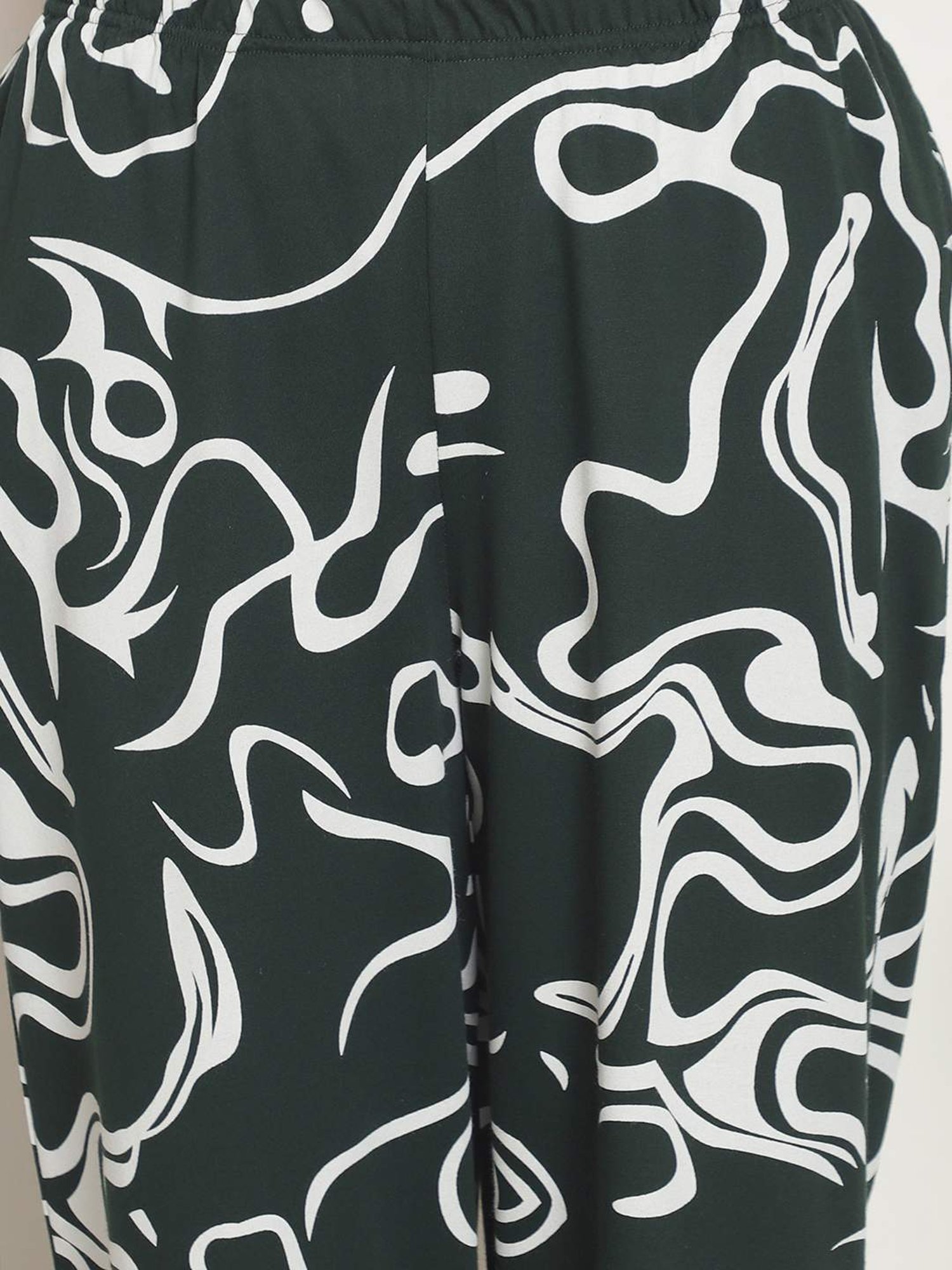 Kanvin Green Cotton Printed Tunic Pyjamas Set