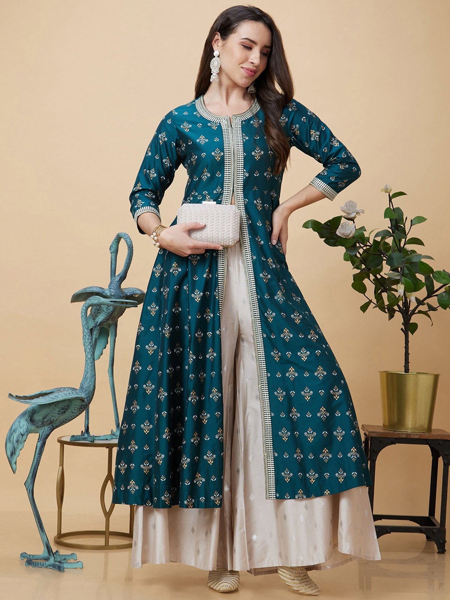 Castle Black Embroidered Palazzos