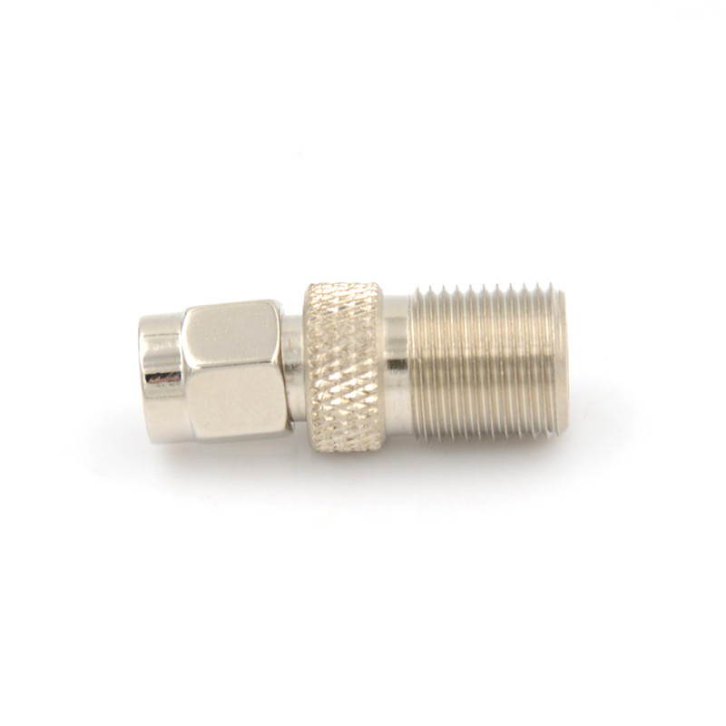 F Type Female to SMA Male Plug Coaxial Adapter Connector Silver Tone