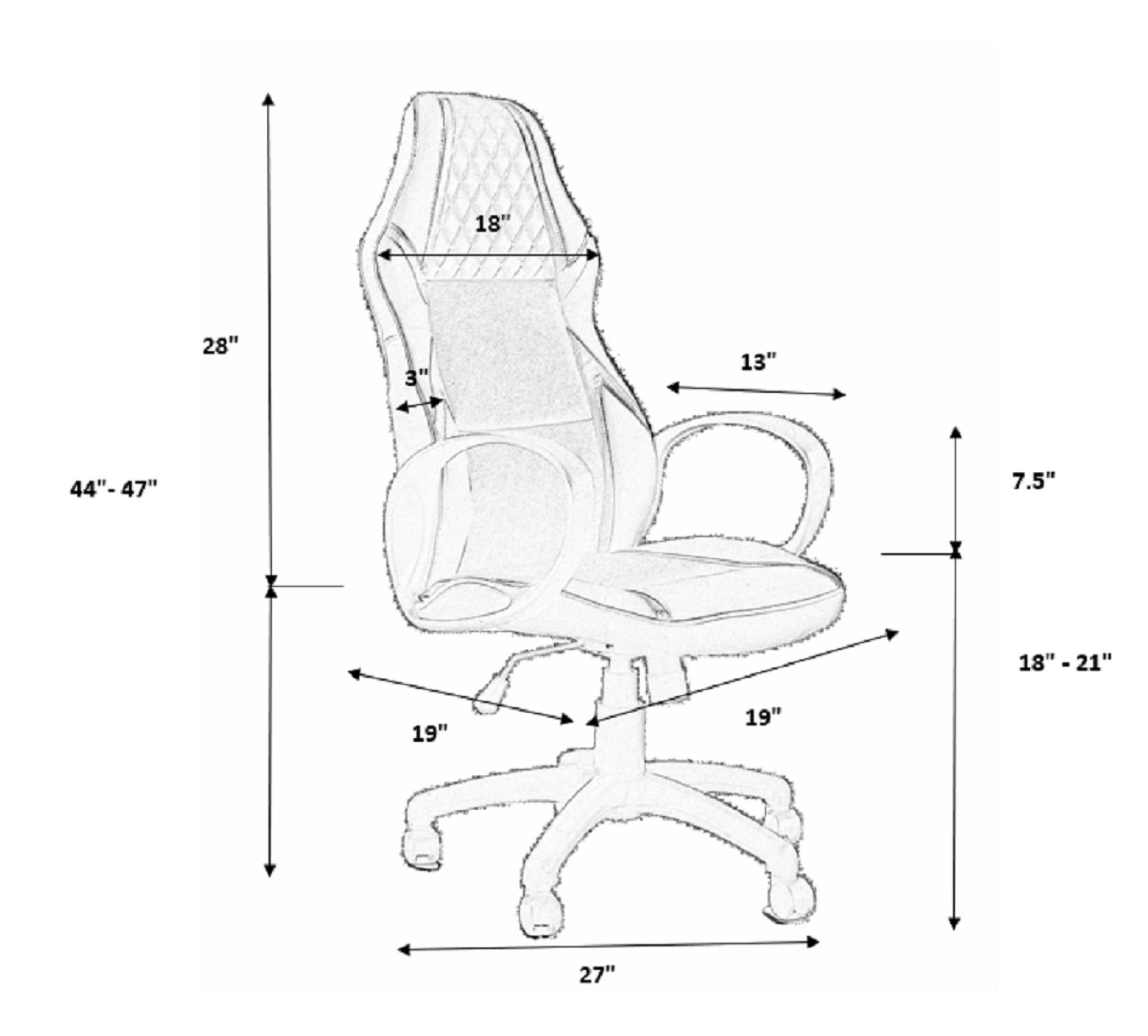 ViscoLogic Infinity Ergonomic Gaming Racing Height Adjustable Swivel Home Office Computer Desk Chair (White & Black)