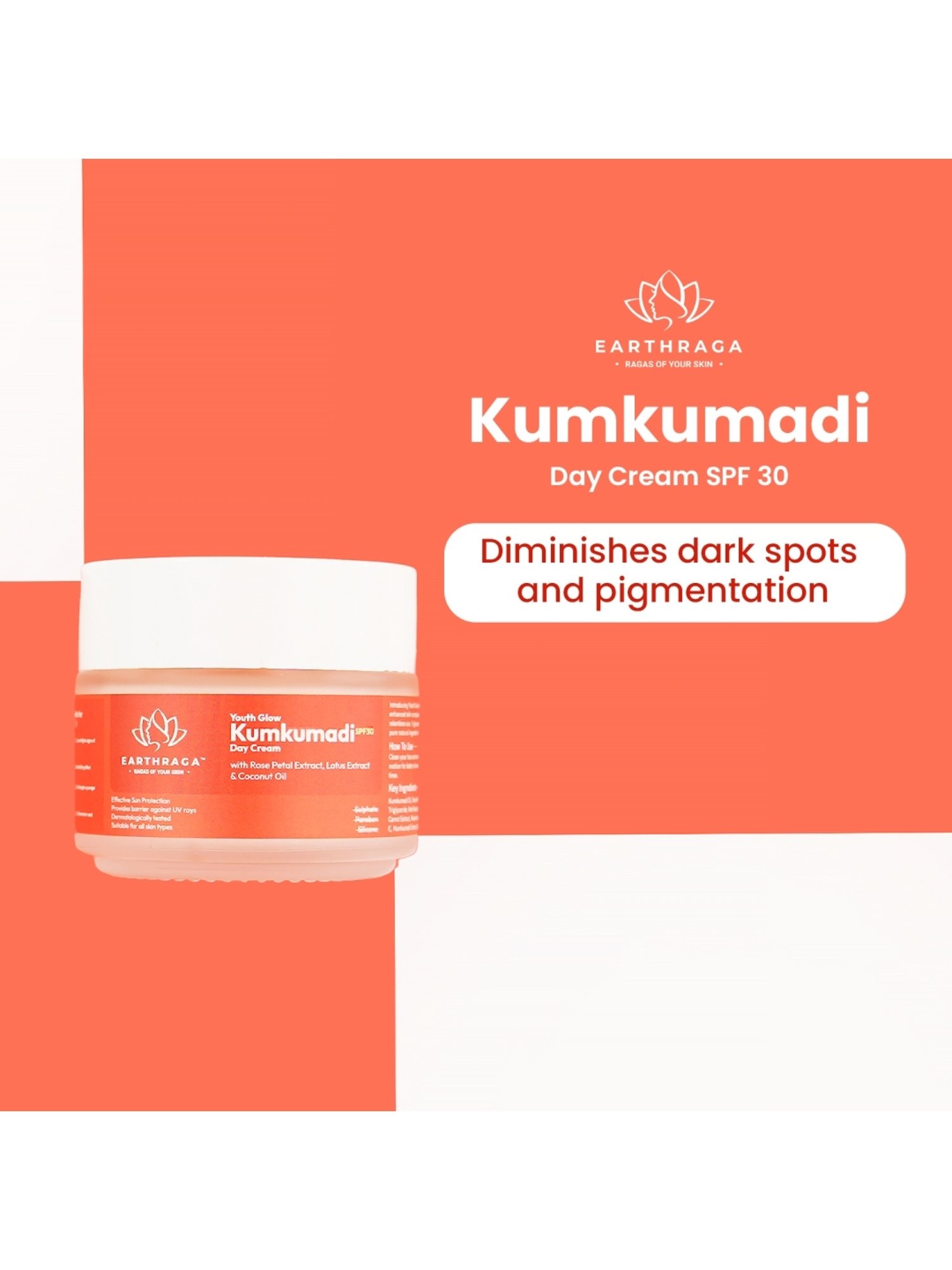 Earthraga Youth Glow Kumkumadi Day Cream SPF 30 - 100 ml