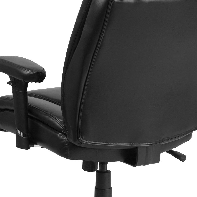 Emma and Oliver 400 lb. Big & Tall Black LeatherSoft Task Adjustable Arm Ergonomic Office Chair
