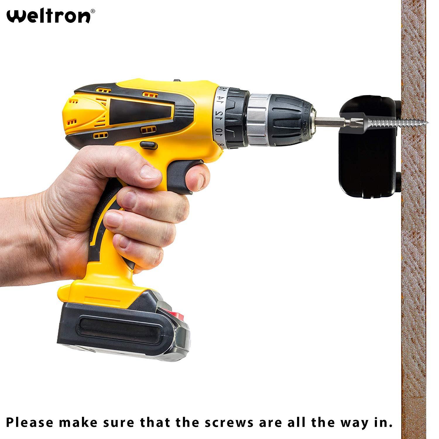 Weltron 6 Outlet Black Surge Protector Power Strip, Wall Mount, 750 Joules, Long 20 Foot Cord Cable