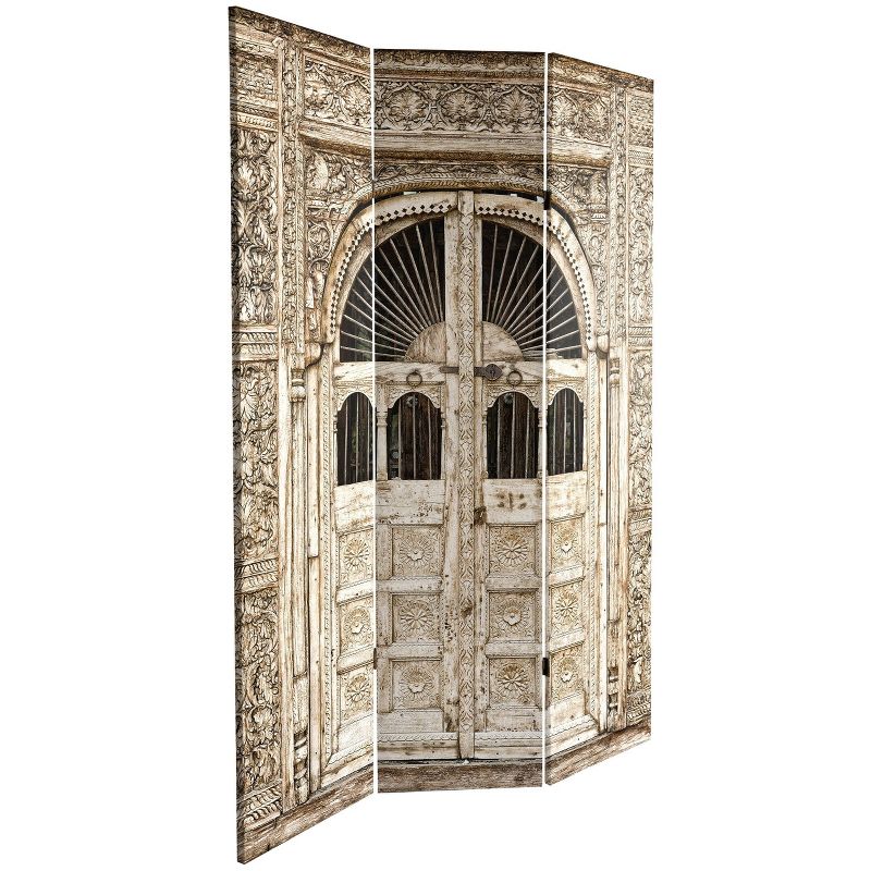 6" Double Sided Stone Doorway Canvas Room Divider Gray - Oriental Furniture