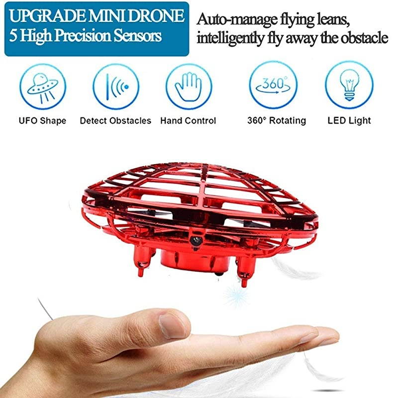 Hand Operated Mini Drone RC Drone Toys for 8-14 Year Old Boys Girls, 2 Speed Auto-Avoid Obstacles 360&deg;Rotating Helicopter Flying Ball Toys for Kids Birthday Holiday Gifts Outdoor Indoor Game