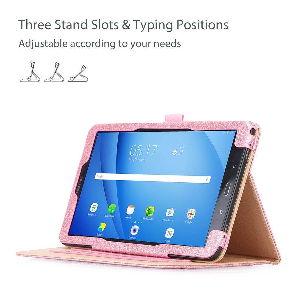 ProCase Samsung Galaxy Tab A 10.1 Case - Stand Folio Case Cover for Galaxy Tab A 10.1" Tablet SM-T580 T585 T587 (NO S Pen Version), with Multiple Viewing Angles, Document Card Pocket -Glitter Pink
