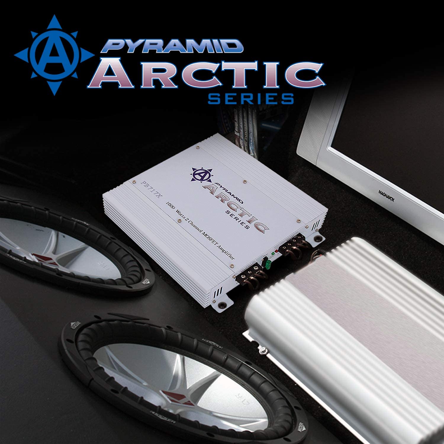 Pyramid Car Audio PB717X Arctic Series 2-Channel Bridgeable Class AB Amp (1,000 Watts)