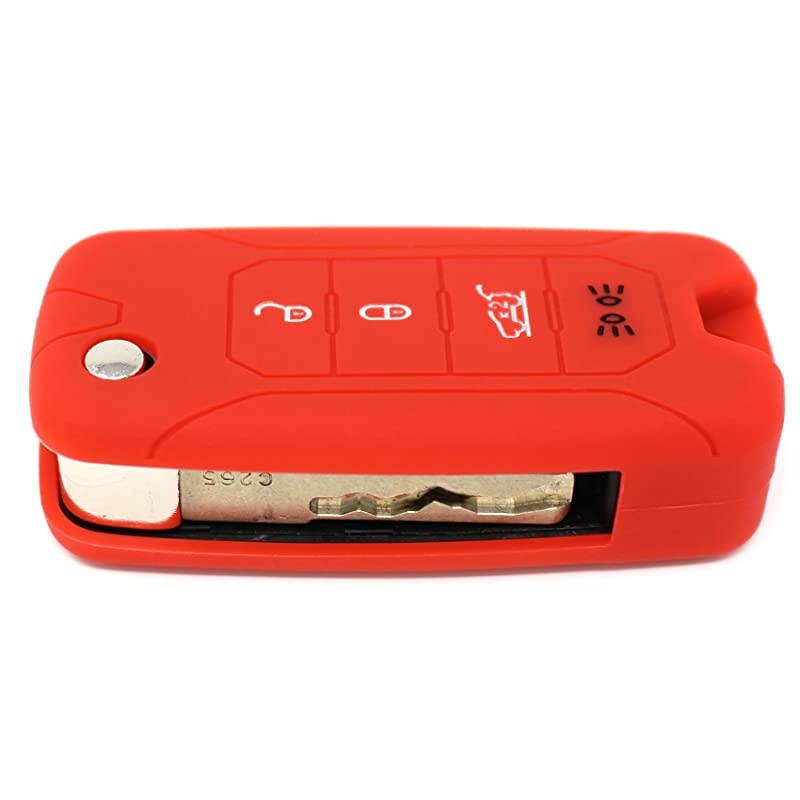 Silicone keycover JA for 4 Button Keys Keycover Etui Flip Key Protective Cover Remote Entry Fob Case (red)