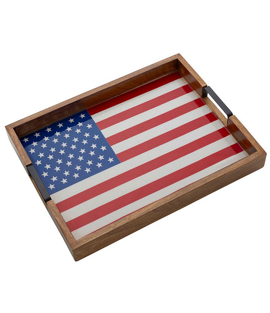Gourmet Basics by Mikasa Rectangular American Flag Lazy Susan Serve Tray