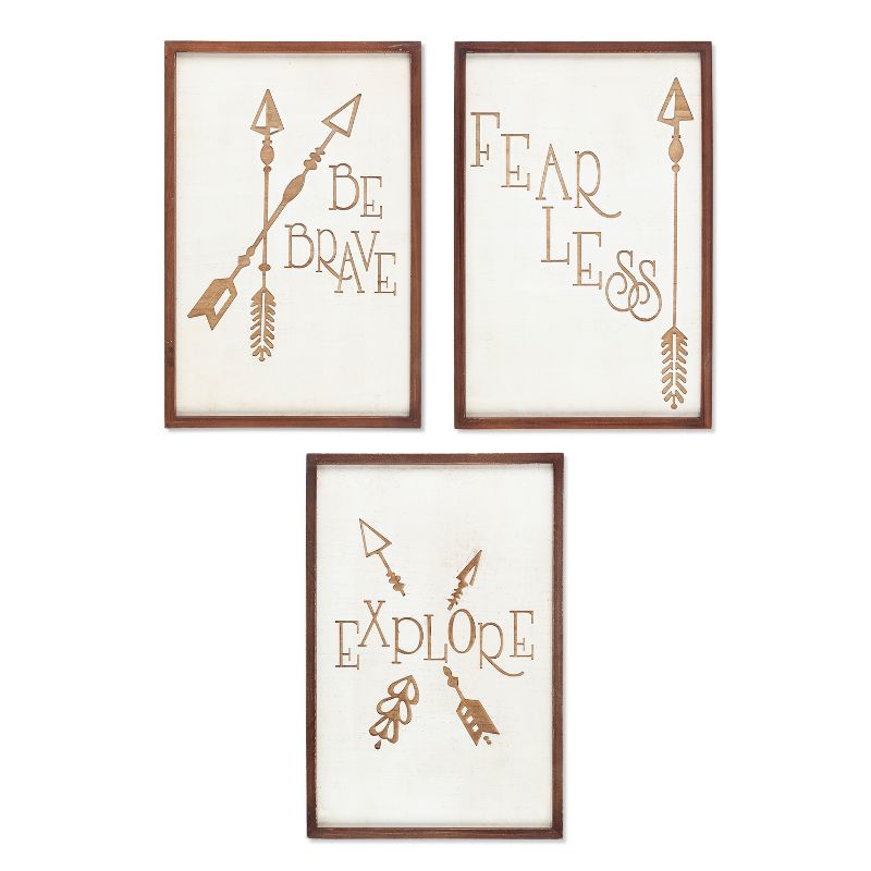 Lone Elm Studios Set of Three Laser Engraved Wooden Inspirational Wall D'ecor