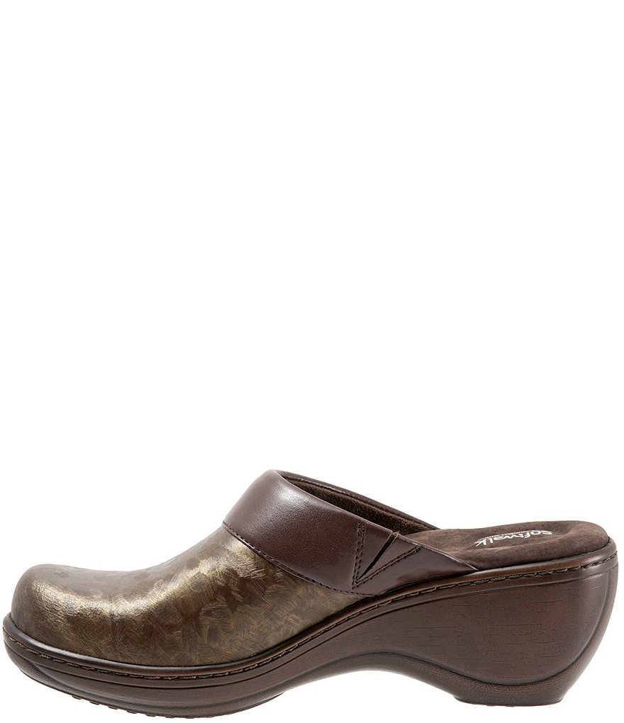 SoftWalk Murietta Leather Marble Print Clogs