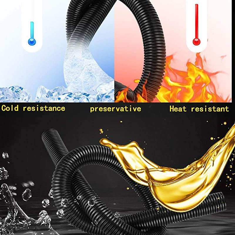 10mm ID Corrugated Tubing NotSplit Bellows Pipe Flexible Tube for Electric Conduit Liquid Wire Loom Black PE Plastic6M Length
