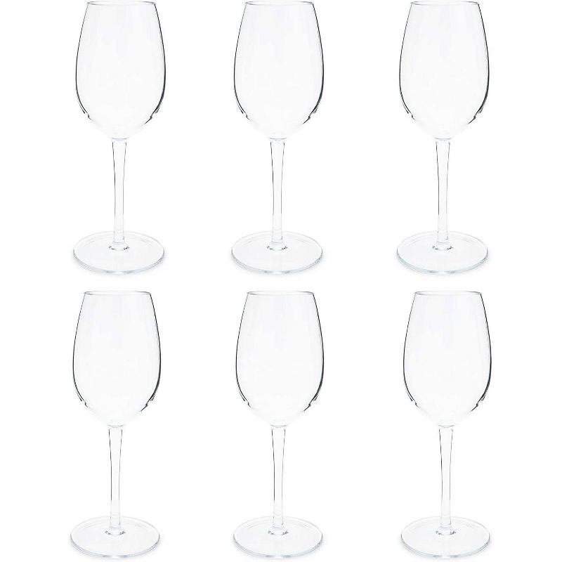 Juvale 6 Pack Unbreakable Outdoor Clear Wine Glasses Cup Set with Stems (12.5 oz)